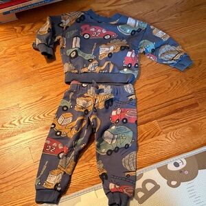 H&M Kids Construction Vehicle Print Sweatshirt and Pants Set